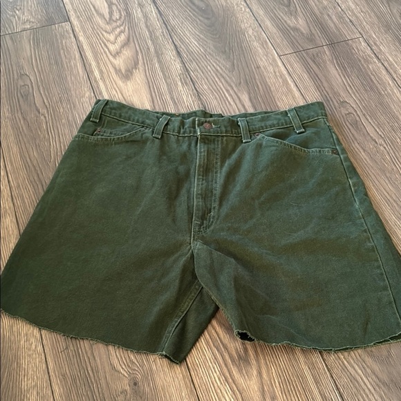 Vintage Levi's Dark Green Jean Shorts jorts 550 relaxed orange tab - Picture 1 of 12